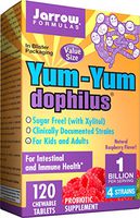 Jarrow Formulas Yum-Yum Dophilus, Supports Children's Gastrointestinal Health, 1 Billion Cells per Chewable Tablet, Raspberry Flavor, 120 Count (Cool Ship, Pack of 3)
