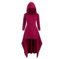 Womens Gothic Punk Asymmetric Hem Long Sleeve Loose Hoodies Dress Cloak Costumes Vintage High Low Sweatshirts Tunic Tops (Red -Christmas Hoodie Jacket, 4XL)