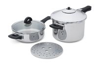 Kuhn Rikon Duromatic Stainless-Steel Pressure Cooker 2pc Set: 2Qt Fry Pan & 5-Qt Saucepan