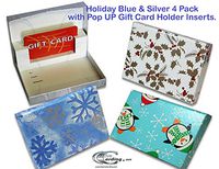 Gift Card Boxes, Holiday Blue and Silver 4 pack