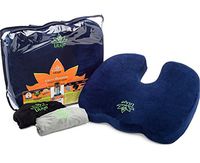 Coccyx Seat Cushion Butt Pillow - sciatica pain relief, lower back support for office chair pad, bbl pillow after surgery, with tote bag and 3 Color Covers (Blue, Gray, Black), cordus para la espalda