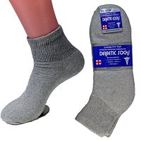 LM® Diabetic Socks Ankle Unisex 9-11, 10-13, 13-15 Black White 12 Pairs (9-11, Gray)