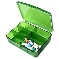 XINHOME 6 Compartment Pill Box Holds Up to 200 Tablets Gasketed & Waterproof (Green)