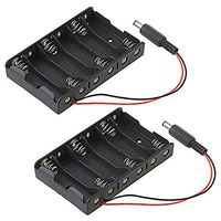 NUOLUX 6-Slot Battery Box for AA Batteries with Wire Leads, Pack of 2 (Black)