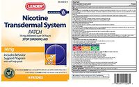 Leader Nicotine Transdermal System AP 14 mg., 14 ct. - (Compare to Nicoderm CQ)