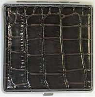 Eclipse Brown Alligator Crushproof Cigarette Case Wallet, Holds 20 King Size Cigarettes