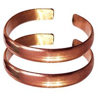 Hand Forged 100% Copper Bracelet ~ Made with Solid and High Gauge Pure Copper ~ Effectively Relief of Joint Pain, Arthritis, Joint Inflammation and Skin Allergies. (Set of 2, Plain Copper)