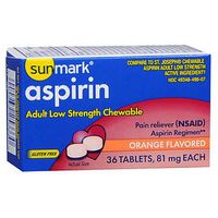 Sunmark Sunmark Aspirin Adult Low Strength Chewable, Orange Flavored 36 tabs 81 mg