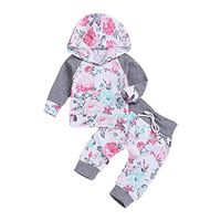 Londony Clearance Sales! Newborn Infant Baby Boy Girl Floral Tops Hoodie Pants Outfits 2Pcs Set Clothes