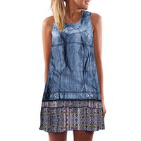 Women's A Line Dress Sleeveless,Ladies Summer Loose Swing Bohemian Casual Mini Dress Sundress