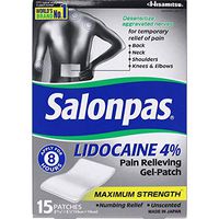 Salonpas LIDOCAINE 4% Pain Relieving Gel-Patch, 3Packs (15 Gel-Patches Each) LIDOCAINE