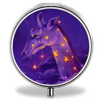 Giraffe Pill Case, Round Stainless Drug Organizer Container Medicine Cover for Pocket Daily&Weekly