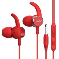VVRZ Wired Earbuds in Ear Headphones Noise Isolating Earphones Bass Stereo Headsets with Microphone & Volume Control & Remote for Android iOS Tablet Laptop Computer Gym Running Jogging Workout (Red)