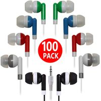 Bulk Earbuds 100 Pack Multi Colored for Classroom,HONGZAN Wholesale Earbuds Headphones Earphones for Kids,Individually Bagged,Perfect for Students,Schools,Library,Museums,Hotels,Etc