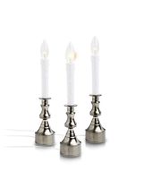 New Ideal Lights Dimmable Window Candle Electric with Multi Timer IR Controller, Metal Base Christmas Window Candles UL Listed 3 Set Packing 2 Extra Replacement Bulb (Nickel)