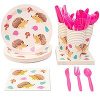 Hedgehog Party Supplies (Serves 24) Knives, Spoons, Forks, Paper Plates, Napkins, Cups