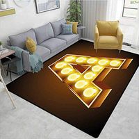 Letter A Moon & Stars Kids Rooms Nursery Decor Mats, The First Letter of the Alphabet Symbol Old Cinema Inspired Design Image, Easy Maintenance Area Rug Living Room Bedroom Carpet(8'x 10')