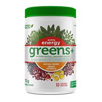 Genuine Health Greens+ Extra Energy, Green Superfood Powder, Non Gmo 133 Gram Natural Orange