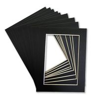 Picture Frame Factory Outlet - 5x7 Black Pre-Cut Picture Mat with White Core Bevel Cut for 4x6 Photo (100)