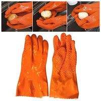 Sanmubo Household Potato Cleaning Gloves - 1 Pair Magic Quick Fruit Vegetable Potato Processing Tools PVC Rubber Peelers Gloves Cooking Tools Kitchen Gadget (Orange)