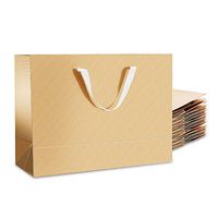 PACKQUEEN 12 Premium Large Gift Bags 16x6x12 Inches, Extra Large Gift Bags with Handles (Glossy Gold, Textured Finish)