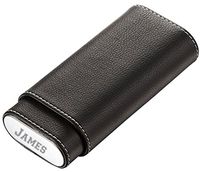 Personalized Visol Eclipse Black Leather Cigar Case with Free Engraving