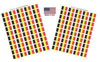 Made in USA! 100 Country Flag 1.5" x 1" Self Adhesive World Flag Stickers, Two Sheets of 50, 100 Sticker Flags Total (Belgium)