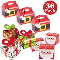 36 Piece Christmas Holiday Party Favor Gift Box Bulk Variety Pack - 12 Santa Suit Treat Boxes, 12 Santa Claus Favor Boxes, 12 Holiday Pattern Boxes with 3D Bows