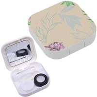 Portable Contact Lens Case Box Travel Kit Mirror + Bottle + Tweezers Container Holder [ Peony Tree Patern Sketch ]