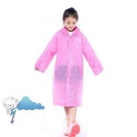 Kids Raincoat Rain Poncho, Children Portable Reusable Emergency Rain for 6-12 Years Old for Camping Hiking Traveling Backpacking (Pink)