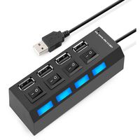 KOKITEA 4-Port USB 2.0 Hub with Individual Power Switches and LEDs Support 500GB HDD(HI-Speed)