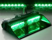 16 LED Emergency Strobe Lights Bar with 18 Flashing Mode for Interior Roof / Dash / Windshield Hazard Warning - Green