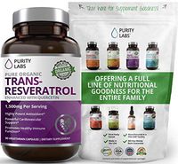 Organic Trans-Resveratrol. 1,500MG. Highest Quality and Potency Available. 90 Count. Antioxidant Supplement with Quercetin for Heart Health, Anti-Aging, Radiant Skin, Blood Sugar, Immunity Support
