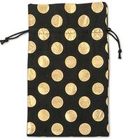 NW Black Cotton Bags with Gold Metallic Dots and Cord Drawstrings - 6in. X 10in. - 24 Pack
