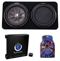 KICKER 43TCWRT124 1000W 12" 4-Ohm Slim Subwoofer with Box, Amplifier, Amp Kit