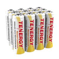 Tenergy AA Rechargeable Battery NiCd 1000mAh 1.2V Battery Pack for Solar Lights, Garden Lights, 12-Pack
