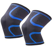Vimi 2 Pack Knee Brace Knee Compression Sleeve Support for Running/Arthritis/ACL/Sports, Joint Pain Relief and Injury Recovery Knee Sleeves for Men Women(Black/Blue)(XL)