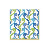 Caspari Flamingo Flock Paper Cocktail Napkins in Blue - 20 Per Package