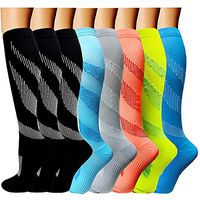 8 Pairs Compression Socks Women 15-20 mmhg Wide Calf Nursing Pregnancy Sports, Travelers Best Sports Socks for Running, Nurses, Sports, Medical, Flight Travel, Pregnancy