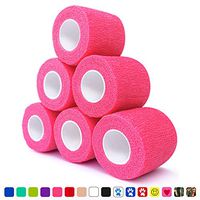 Cohesive Bandage 2” x 5 Yards, 6 Rolls, Self Adherent Wrap Medical Tape, Adhesive Flexible Breathable First Aid Gauze Ideal for Stretch Athletic, Ankle Sprains & Swelling, Sports (Neon Pink)