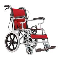 Wheelchair Medical Equipment Portable Transport Folding Portable Travel Chair Disabled Elderly Lightweight Manual Wide for Adults Elderly (Color : Red)