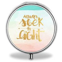 Quote Pill Case, Round Stainless Drug Organizer Container Medicine Cover for Pocket Daily&Weekly