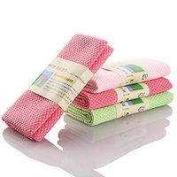 MXY Cleaning Cloths Korea Both Sided Grid Absorbent Dishcloth not Leave Water Stains Rag Without Watermark 3 Units Pack in Random Color