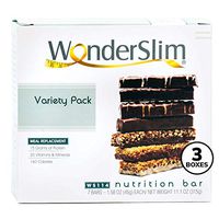 WonderSlim Meal Replacement Protein Bar - Low Carb Nutrition Bar for Women & Men - Variety Pack - High Fiber, KETO Friendly, Weight Loss Diet Snack Bar (7ct) 3 Box Value-Pack (Save 10%)