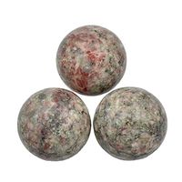 AD Beads Natural Gemstone Harmony Round Ball Crystal Healing Sphere Massage Rock 20~50mm (30 Red Sesame, 30mm)