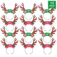 WEEPA Reindeer Antlers Headband Christmas Party Decorations Christmas Party Headbands Holiday Costume Party Pack of 12