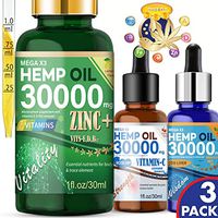 (3-PACK)Hemp Oil, Hemp MegaX3 30000 MG Zinc Vitamin A B12 C D Plus Cod Liver Oil DHA Omega 369, Joint Health Power Up Immune Health