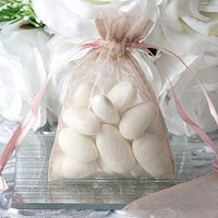 Efavormart 10PCS Rose Quartz Organza Gift Bag Drawstring Pouch Wedding Favors Bridal Shower Treat Jewelry Bags - 3"x4"