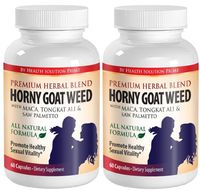 Arginine Powder - Horny Goat Weed with Maca 1000mg with Maca, Tongkat Ali, Saw Palmetto - Sexual Wellness for Men (2 Bottles 120 Capsules)