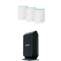 NETGEAR Orbi Home Mesh WiFi System | Compact Design (RBK23) with NETGEAR Cable Modem 32x8 DOCSIS 3.0 Max speed 1.4Gbps (CM700-1AZNAS)